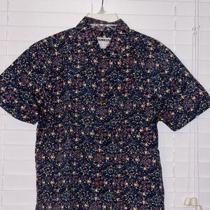 Express Men's Navy Floral Button Down Shirt